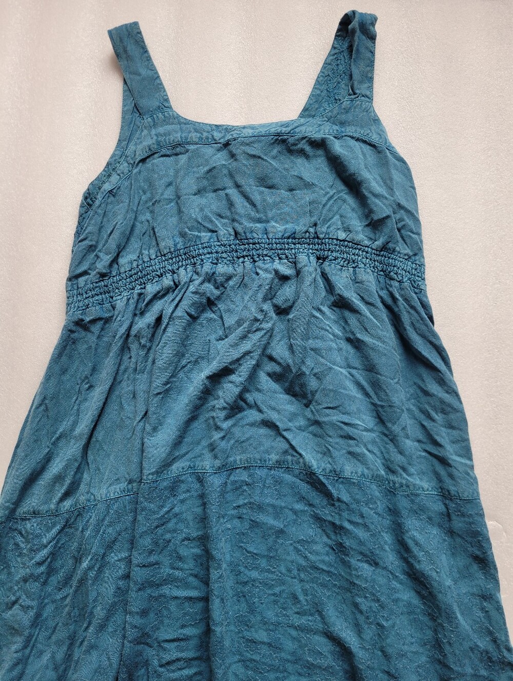 Vintage Coline Embroidered Tiered Boho Maxi Dress Teal Paisley French Large - Picture 8 of 14